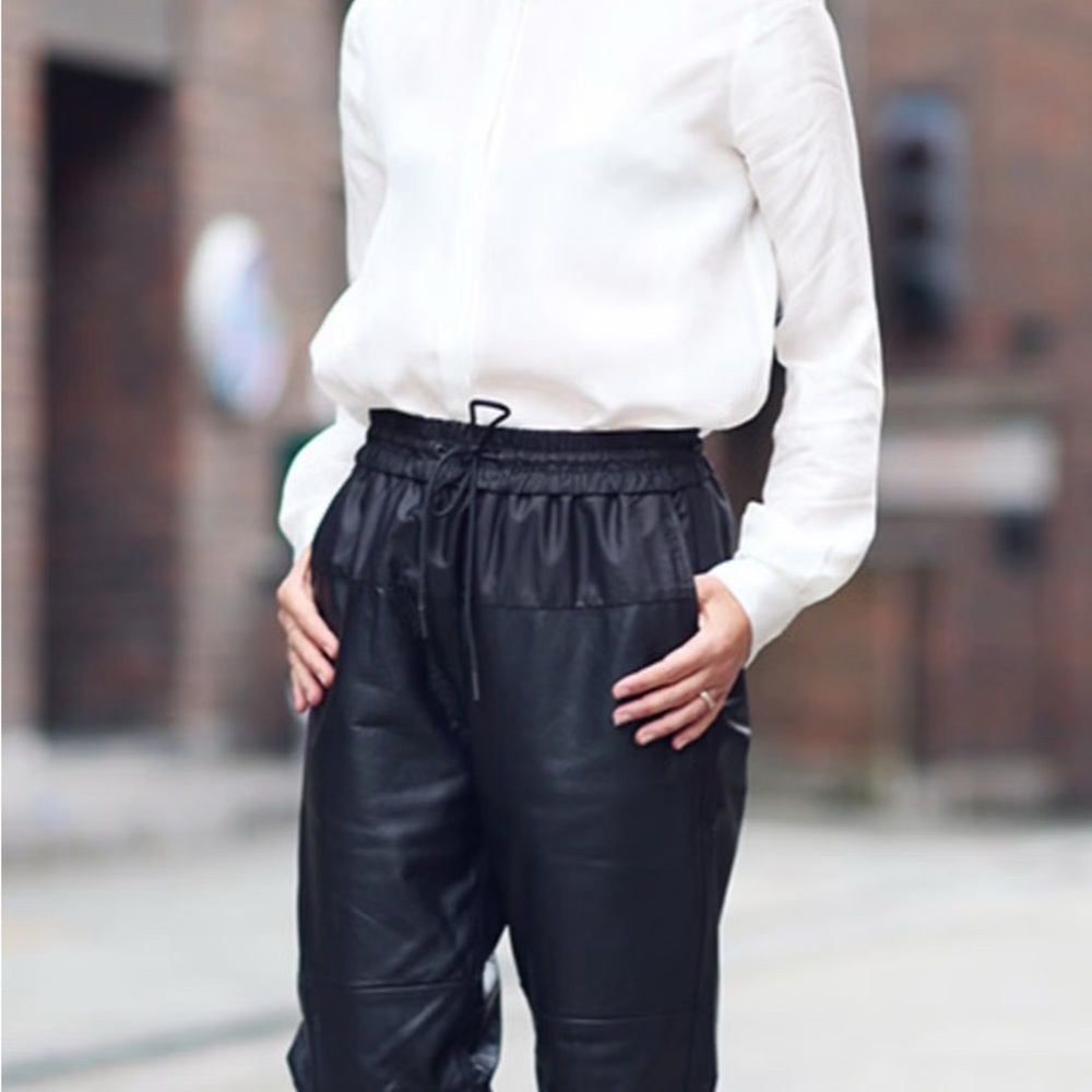 Alexander Wang H&M Leather Paneled Trouser Pants Black , size 4 - Picture 10 of 14